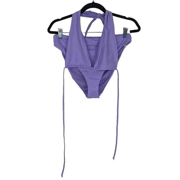 Good American Lilac Halter Bikini Top Good Waist Bikini Bottom Set Size 4 XL - Picture 1 of 4